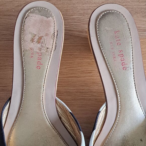 Kate Spade Vintage Women’s 8 Black Bow Kitten Heel Open Toe Sandals Clogs Wood - Picture 5 of 11